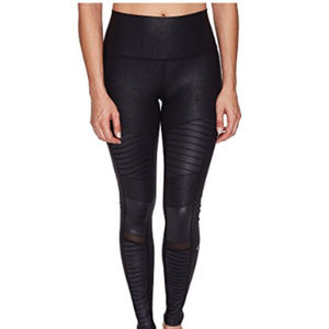 Alo Yoga High Waisted Moto Legging (Black Leather)